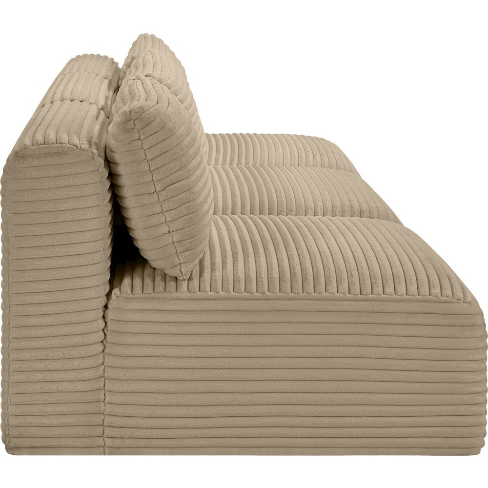 Shaggy Taupe Corduroy Performance Fabric Modular Sofa