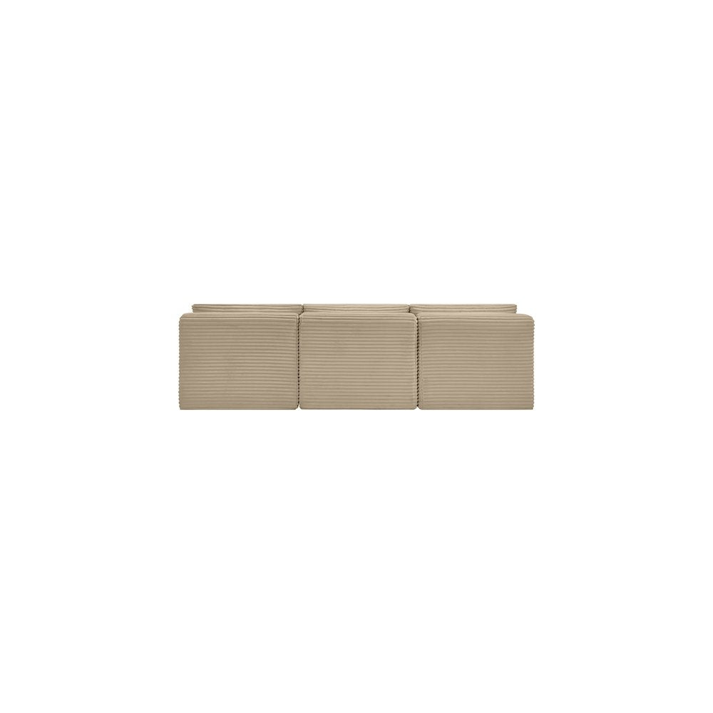 Shaggy Taupe Corduroy Performance Fabric Modular Sofa