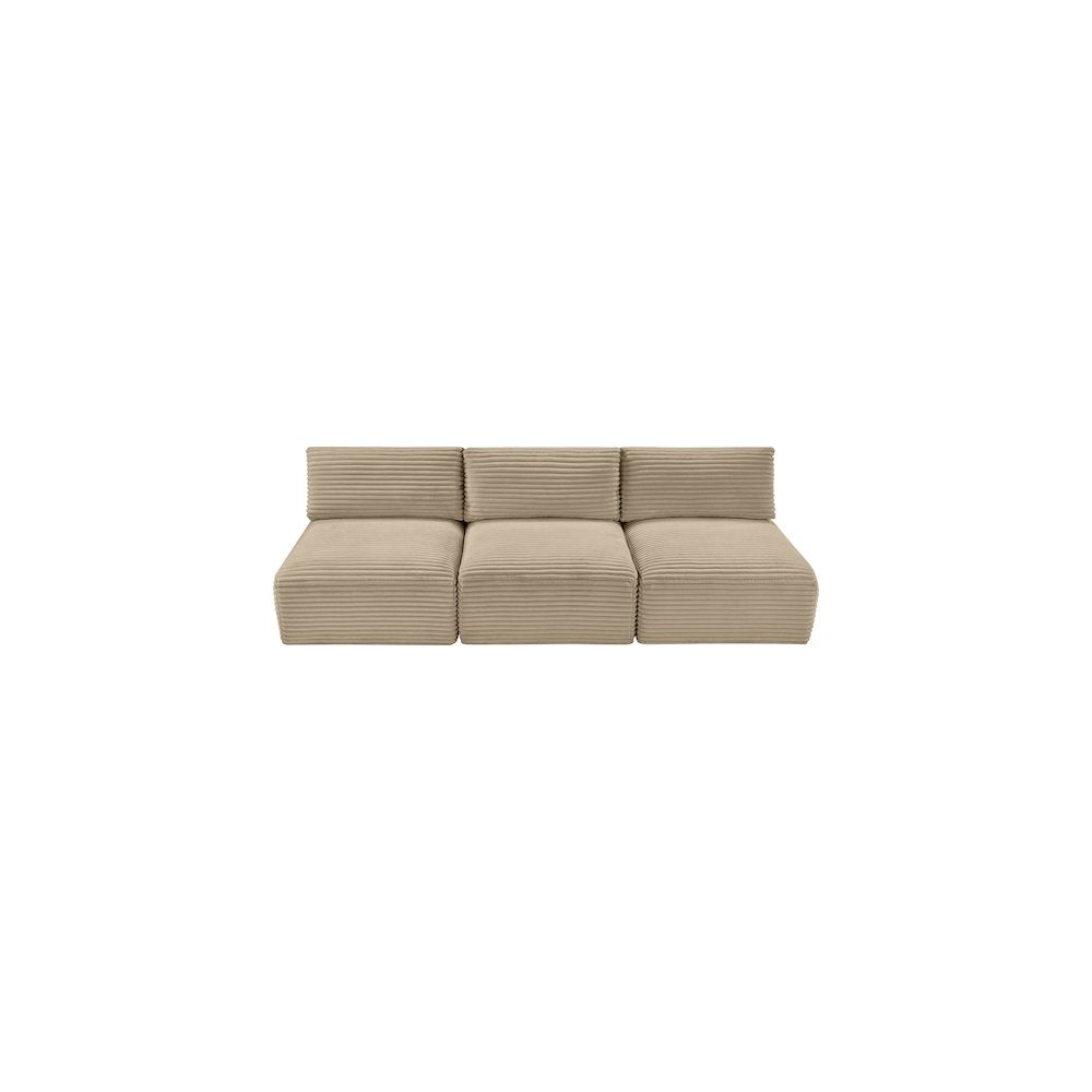 Shaggy Taupe Corduroy Performance Fabric Modular Sofa
