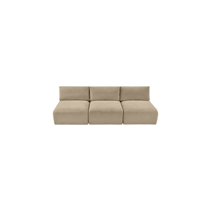 Shaggy Taupe Corduroy Performance Fabric Modular Sofa