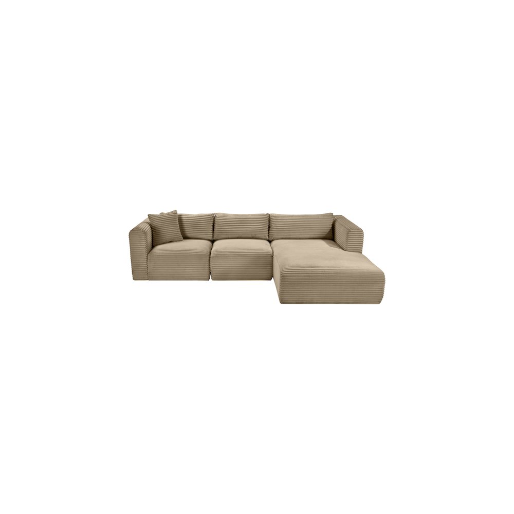 Shaggy Taupe Corduroy Performance Fabric Modular Sectional