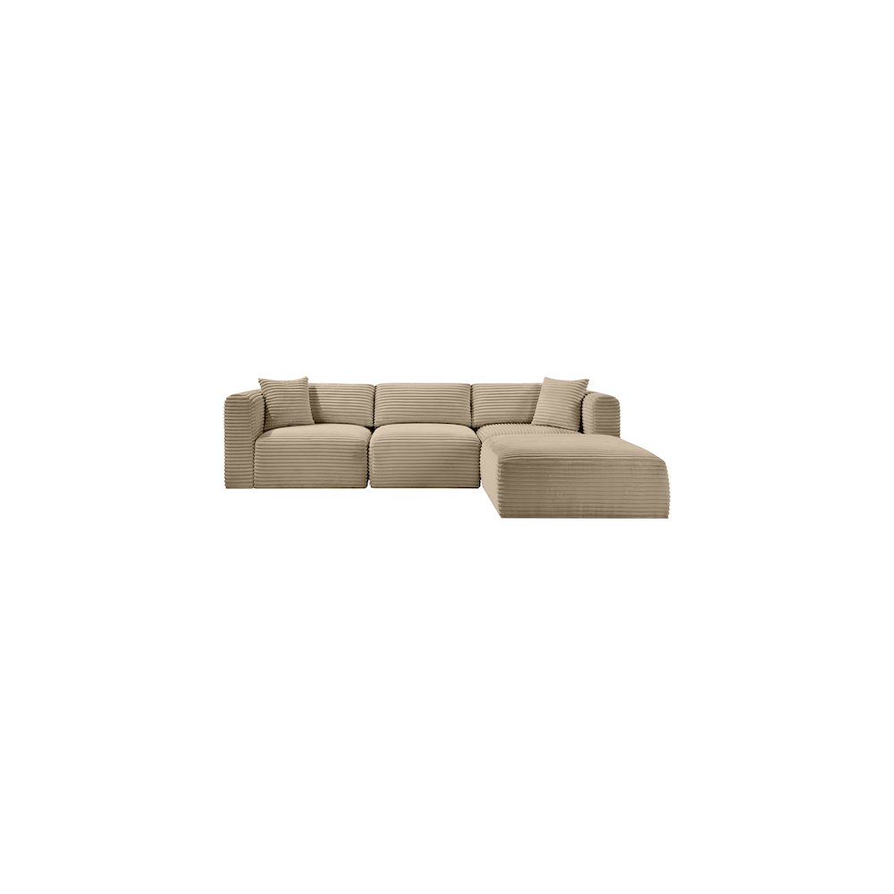 Shaggy Taupe Corduroy Performance Fabric Modular Sectional