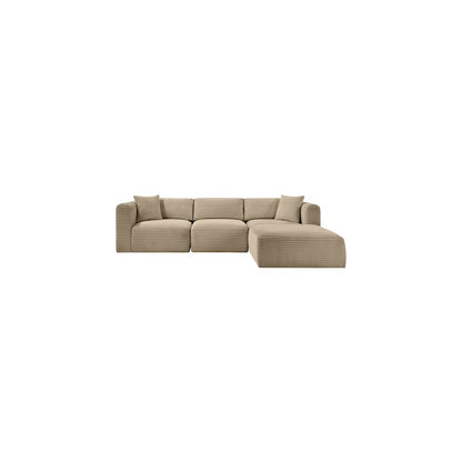 Shaggy Taupe Corduroy Performance Fabric Modular Sectional