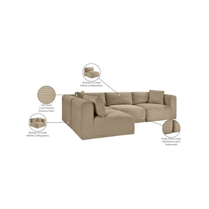 Shaggy Taupe Corduroy Performance Fabric Modular Sectional