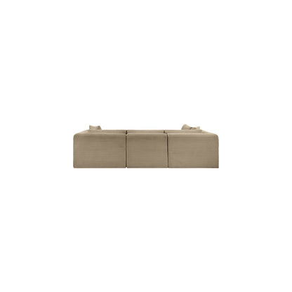 Shaggy Taupe Corduroy Performance Fabric Modular Sectional