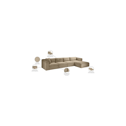 Shaggy Taupe Corduroy Performance Fabric Modular Sectional