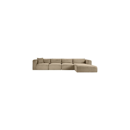 Shaggy Taupe Corduroy Performance Fabric Modular Sectional