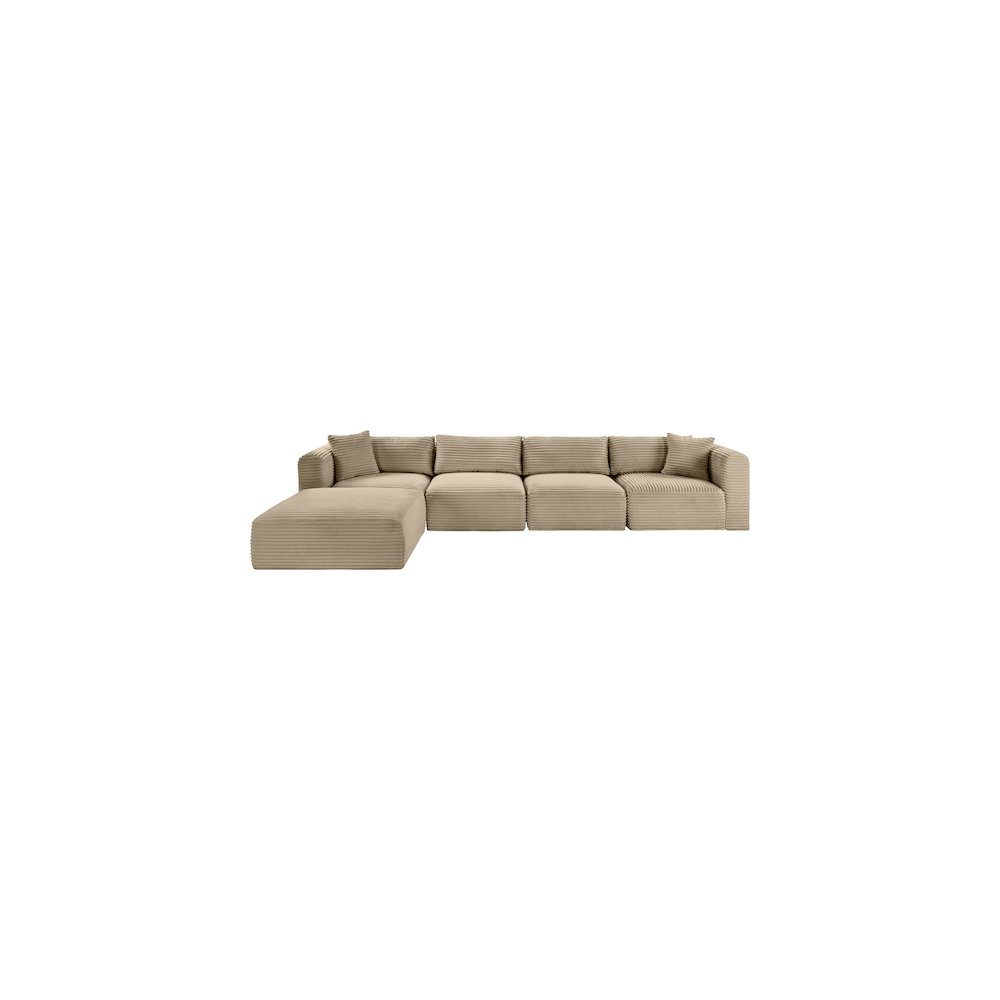 Shaggy Taupe Corduroy Performance Fabric Modular Sectional