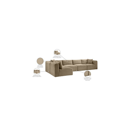 Shaggy Taupe Corduroy Performance Fabric Modular Sectional