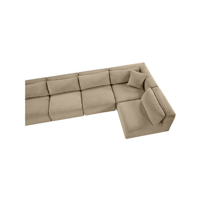 Shaggy Taupe Corduroy Performance Fabric Modular Sectional
