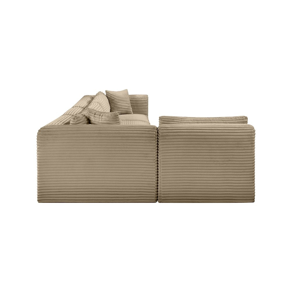 Shaggy Taupe Corduroy Performance Fabric Modular Sectional