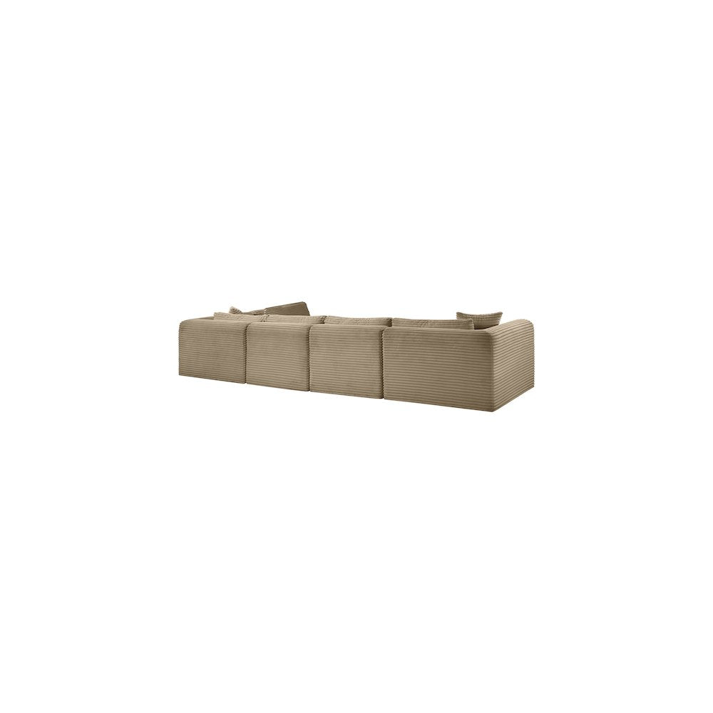 Shaggy Taupe Corduroy Performance Fabric Modular Sectional