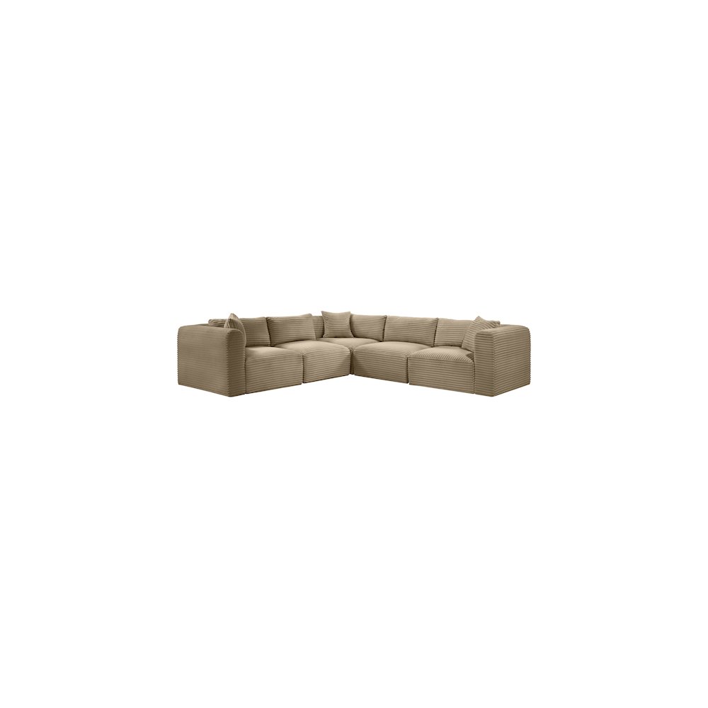 Shaggy Taupe Corduroy Performance Fabric Modular Sectional