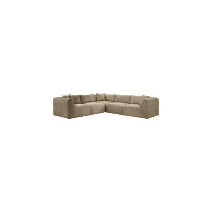 Shaggy Taupe Corduroy Performance Fabric Modular Sectional