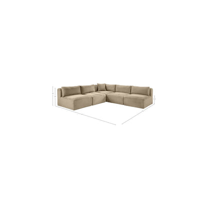 Shaggy Taupe Corduroy Performance Fabric Modular Sectional