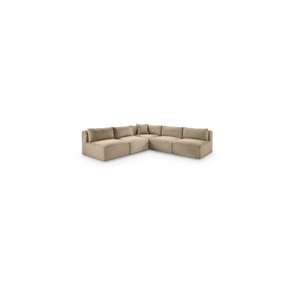 Shaggy Taupe Corduroy Performance Fabric Modular Sectional