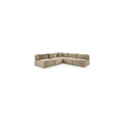 Shaggy Taupe Corduroy Performance Fabric Modular Sectional