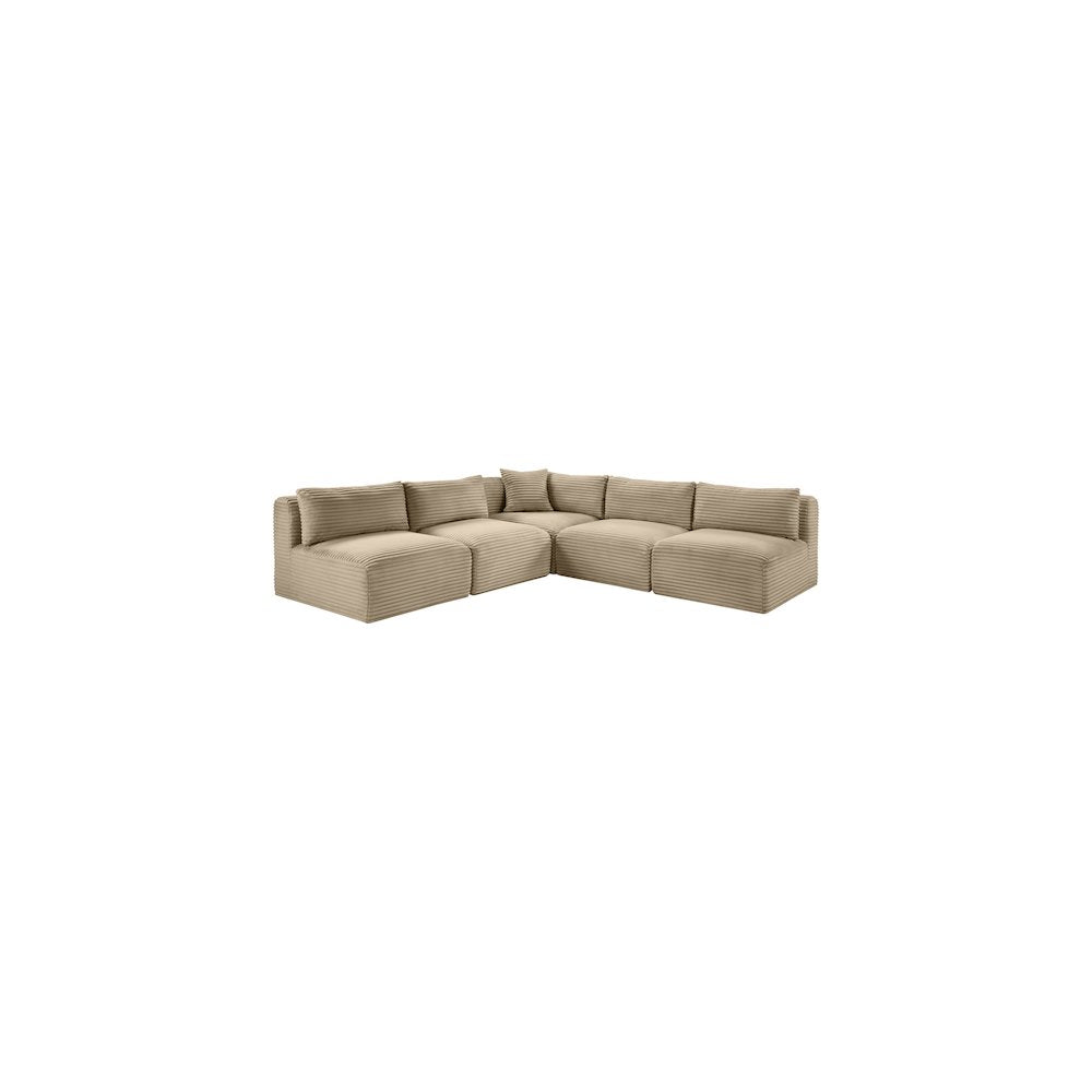 Shaggy Taupe Corduroy Performance Fabric Modular Sectional