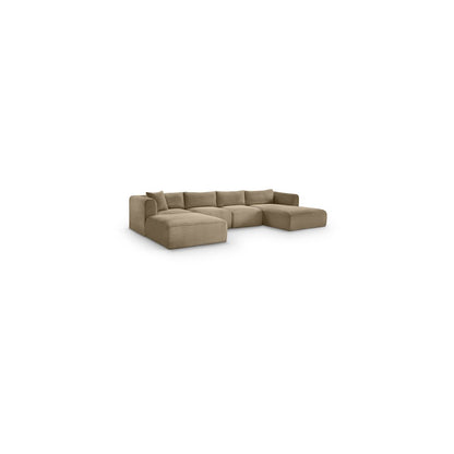 Shaggy Taupe Corduroy Performance Fabric Modular Sectional