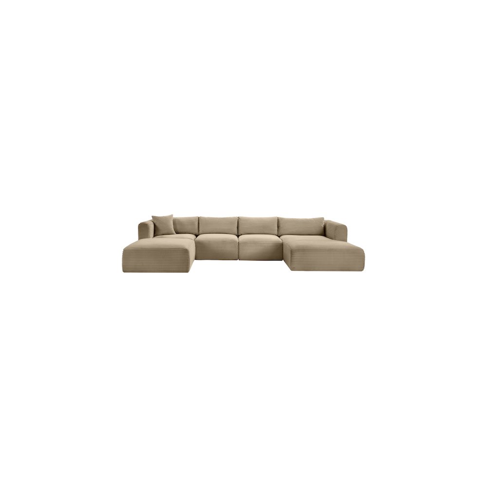 Shaggy Taupe Corduroy Performance Fabric Modular Sectional