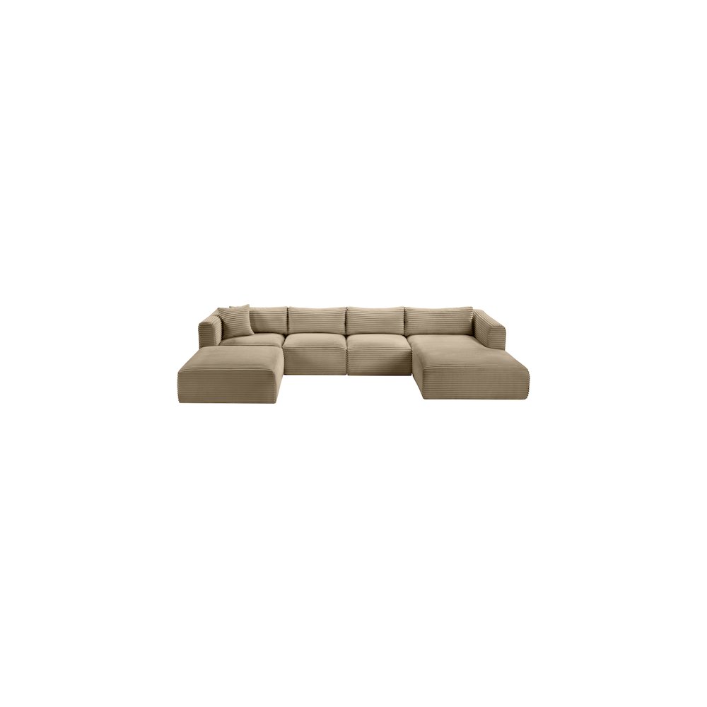 Shaggy Taupe Corduroy Performance Fabric Modular Sectional