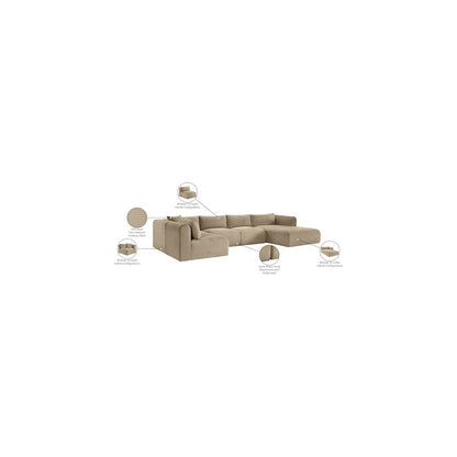 Shaggy Taupe Corduroy Performance Fabric Modular Sectional