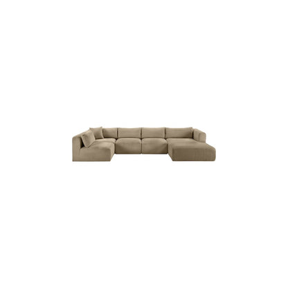Shaggy Taupe Corduroy Performance Fabric Modular Sectional