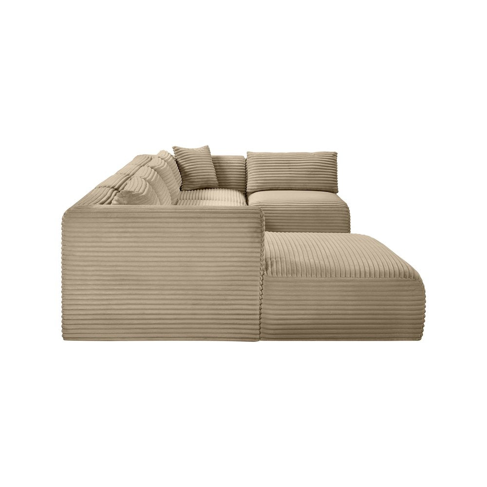 Shaggy Taupe Corduroy Performance Fabric Modular Sectional