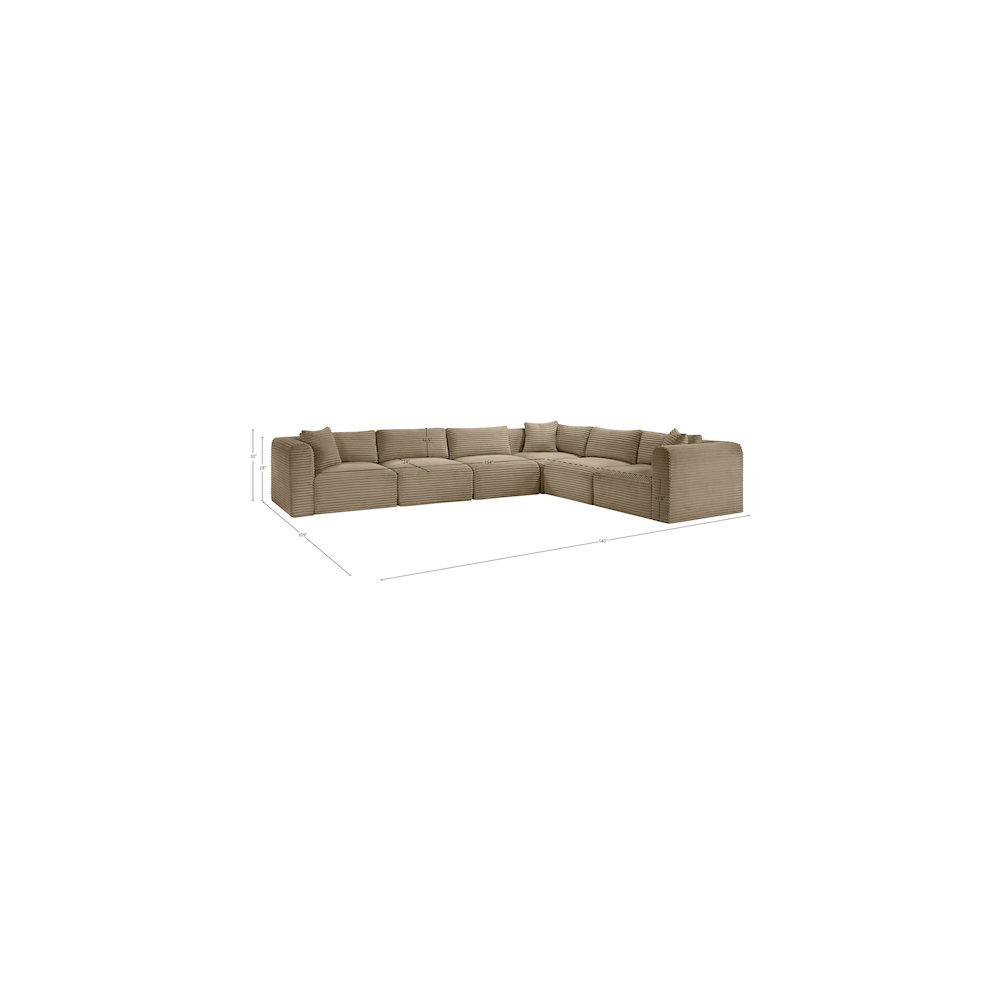 Shaggy Taupe Corduroy Performance Fabric Modular Sectional