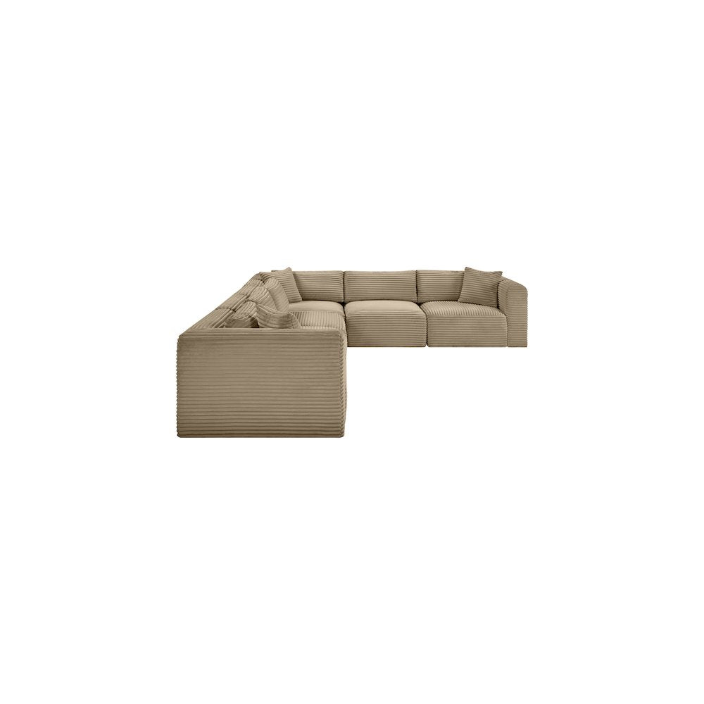 Shaggy Taupe Corduroy Performance Fabric Modular Sectional