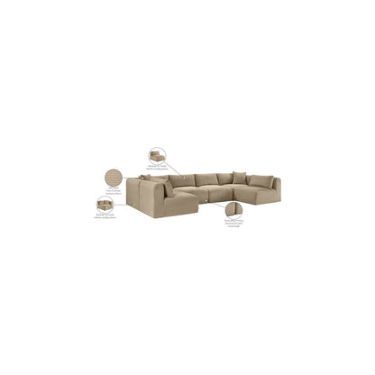 Shaggy Taupe Corduroy Performance Fabric Modular Sectional