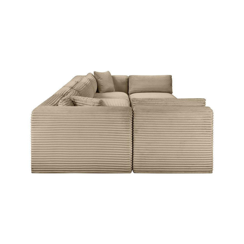 Shaggy Taupe Corduroy Performance Fabric Modular Sectional