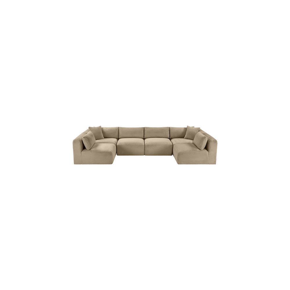 Shaggy Taupe Corduroy Performance Fabric Modular Sectional