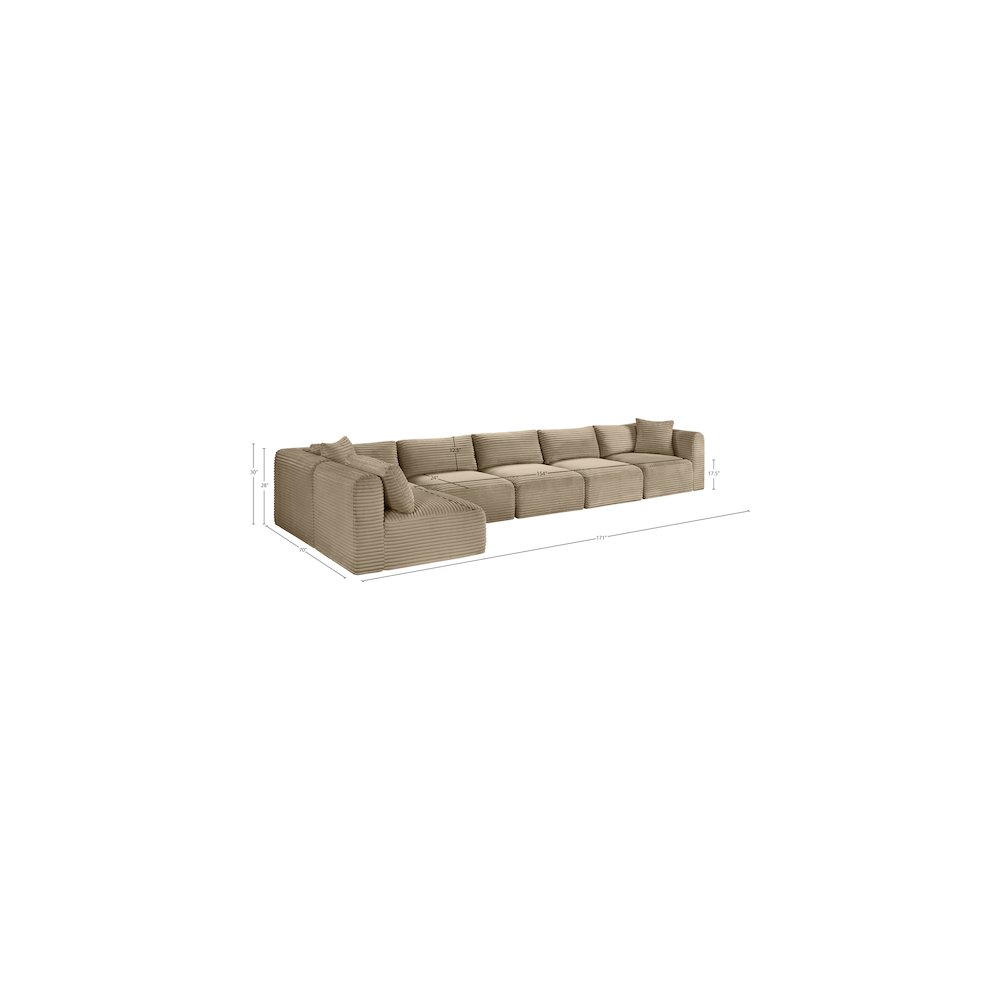 Shaggy Taupe Corduroy Performance Fabric Modular Sectional