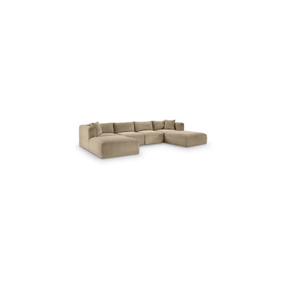 Shaggy Taupe Corduroy Performance Fabric Modular Sectional
