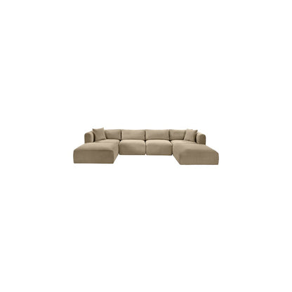 Shaggy Taupe Corduroy Performance Fabric Modular Sectional