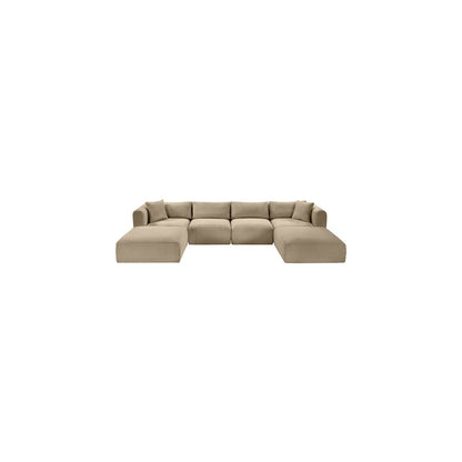 Shaggy Taupe Corduroy Performance Fabric Modular Sectional