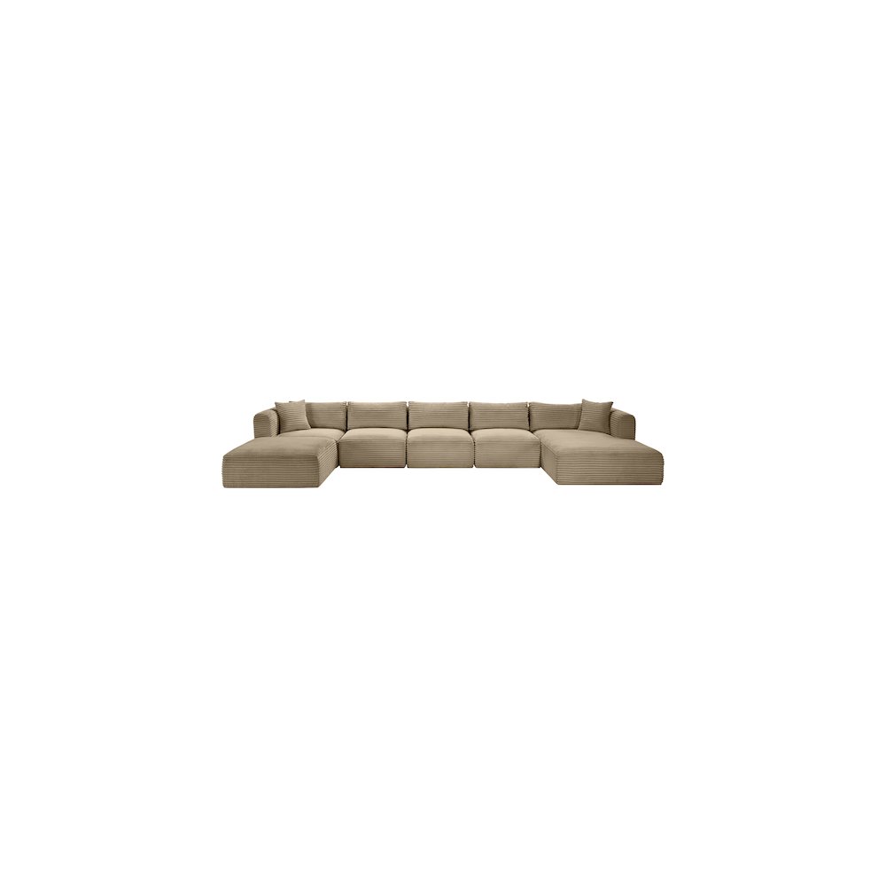 Shaggy Taupe Corduroy Performance Fabric Modular Sectional