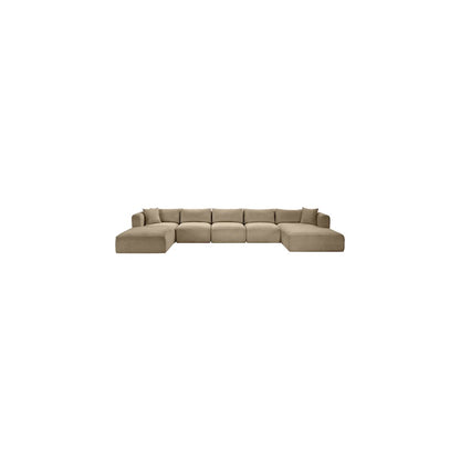 Shaggy Taupe Corduroy Performance Fabric Modular Sectional