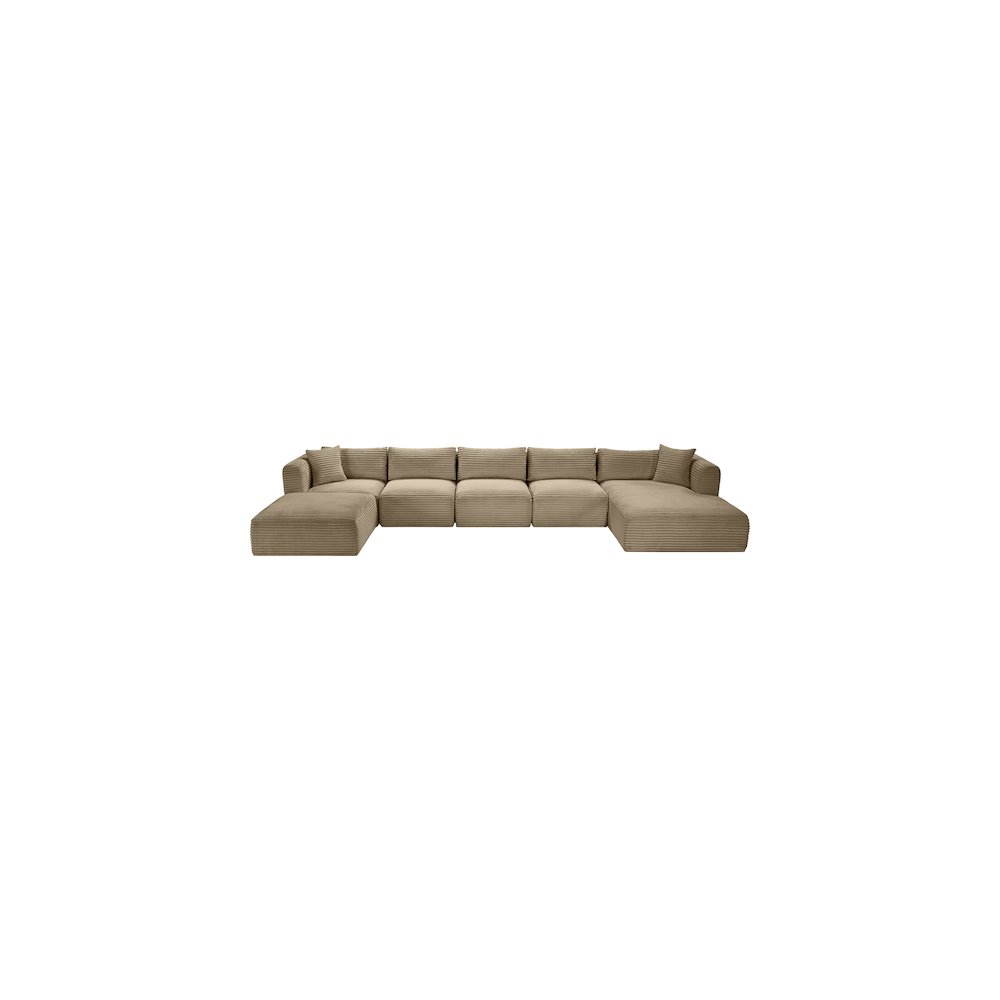 Shaggy Taupe Corduroy Performance Fabric Modular Sectional
