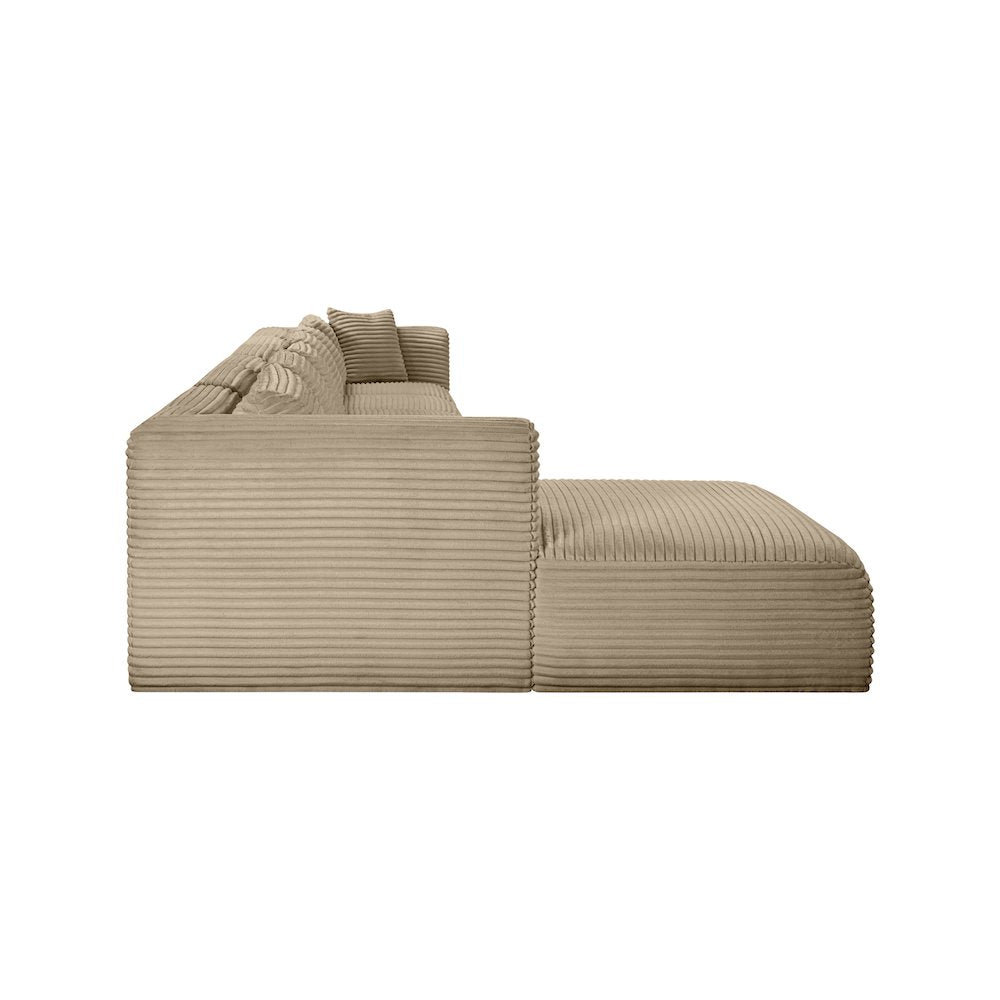 Shaggy Taupe Corduroy Performance Fabric Modular Sectional
