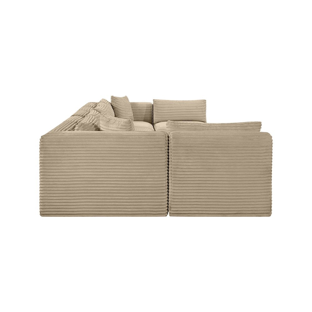 Shaggy Taupe Corduroy Performance Fabric Modular Sectional