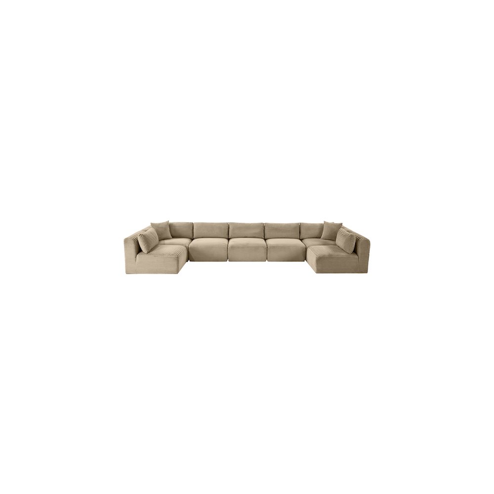 Shaggy Taupe Corduroy Performance Fabric Modular Sectional