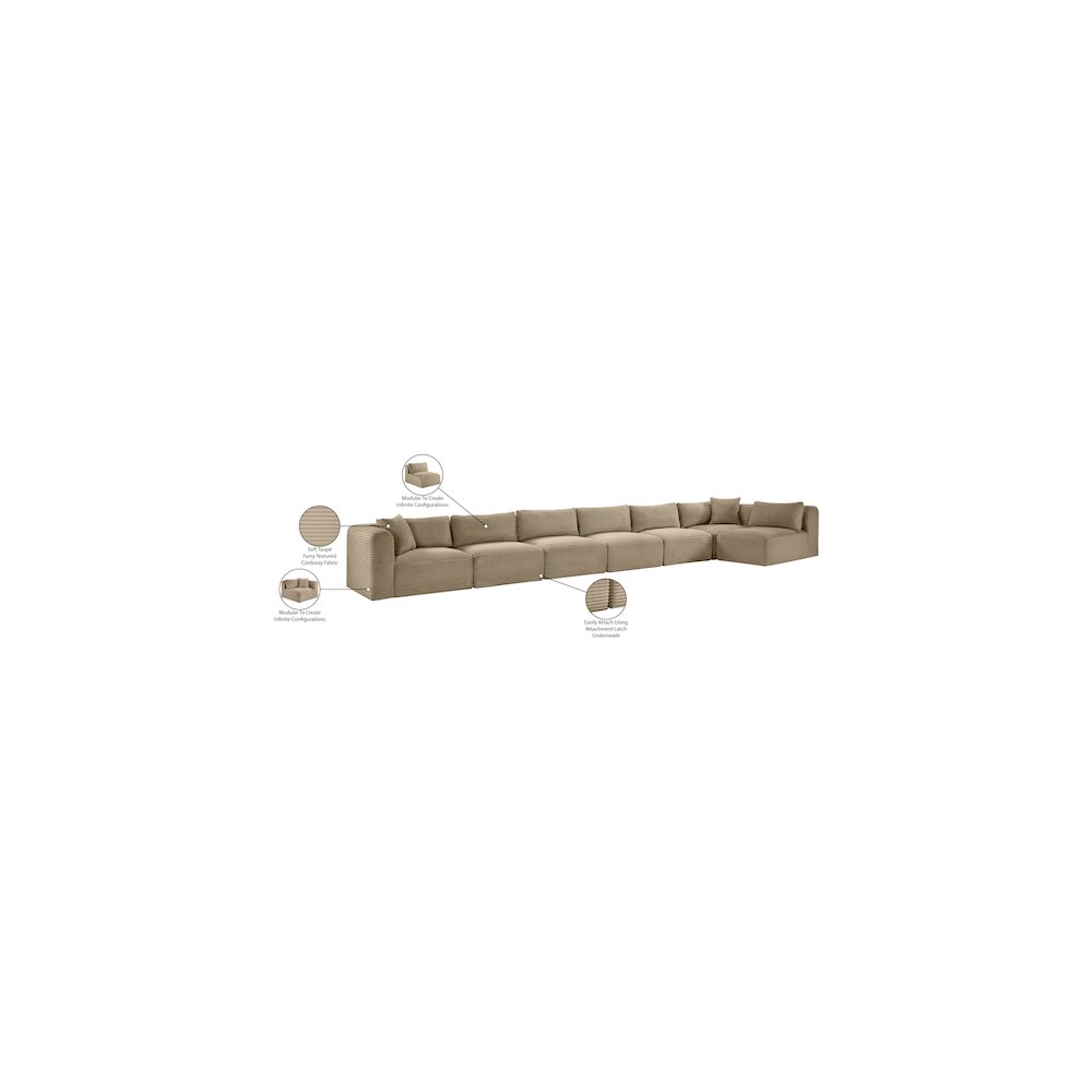 Shaggy Taupe Corduroy Performance Fabric Modular Sectional