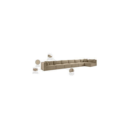 Shaggy Taupe Corduroy Performance Fabric Modular Sectional