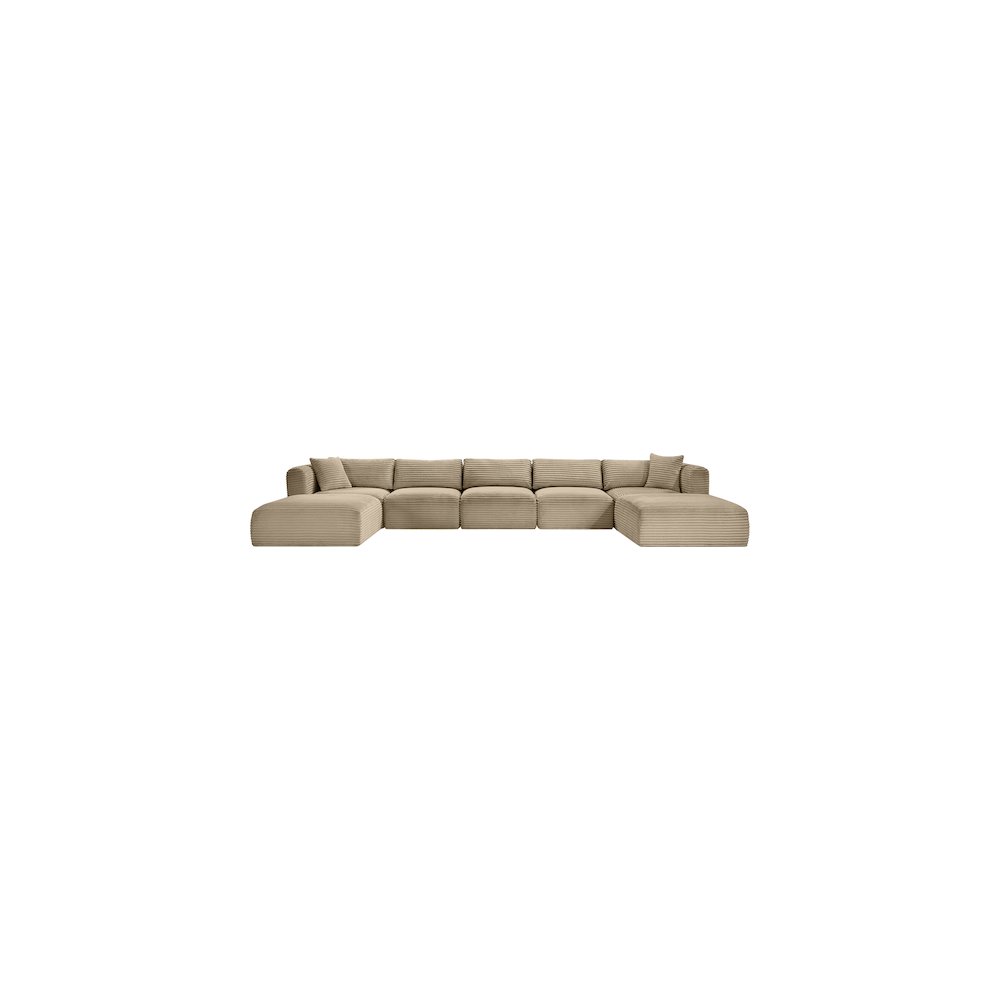Shaggy Taupe Corduroy Performance Fabric Modular Sectional