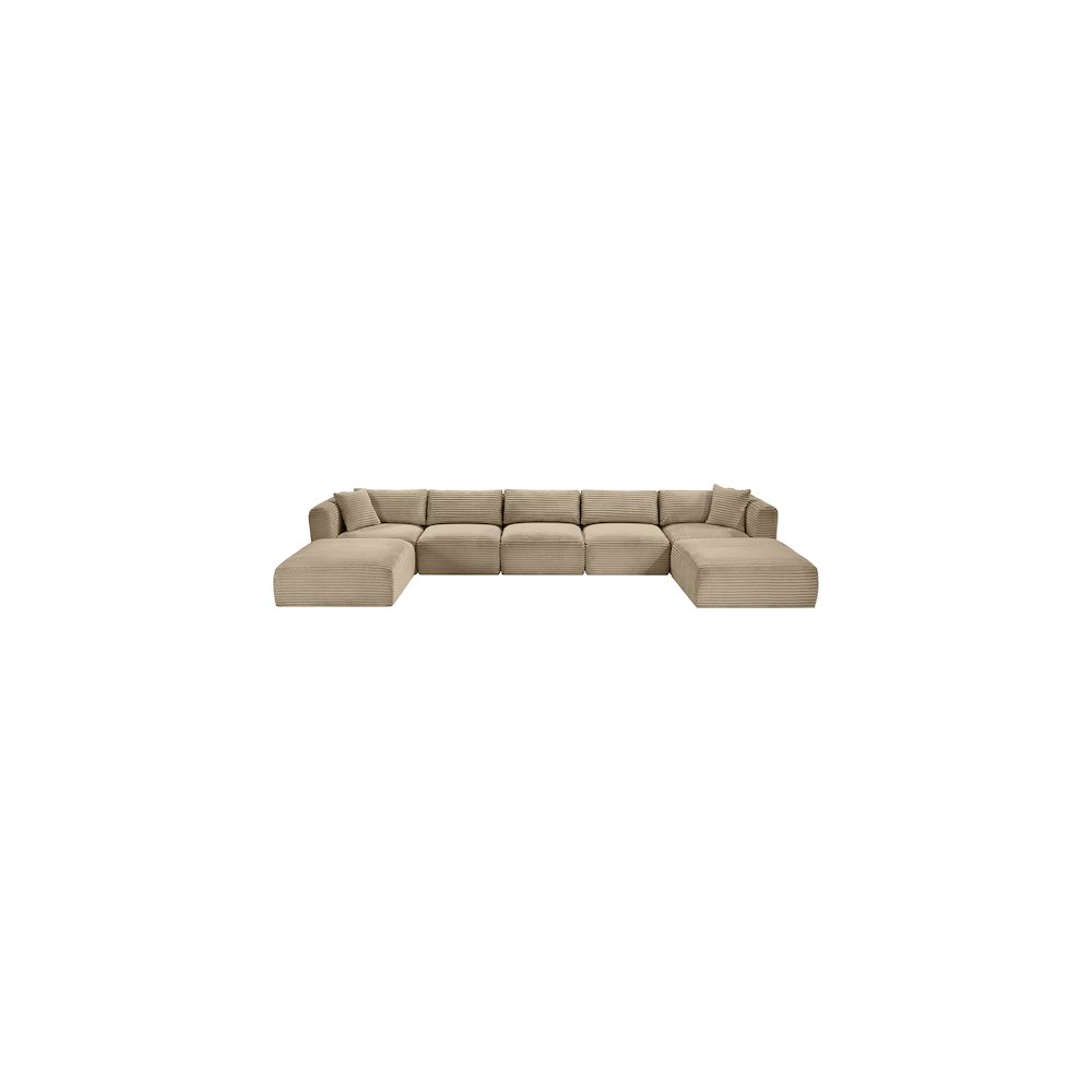 Shaggy Taupe Corduroy Performance Fabric Modular Sectional