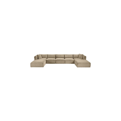 Shaggy Taupe Corduroy Performance Fabric Modular Sectional
