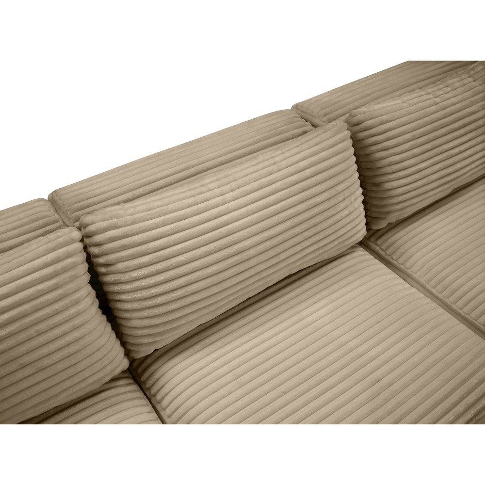 Shaggy Taupe Corduroy Performance Fabric Modular Sectional