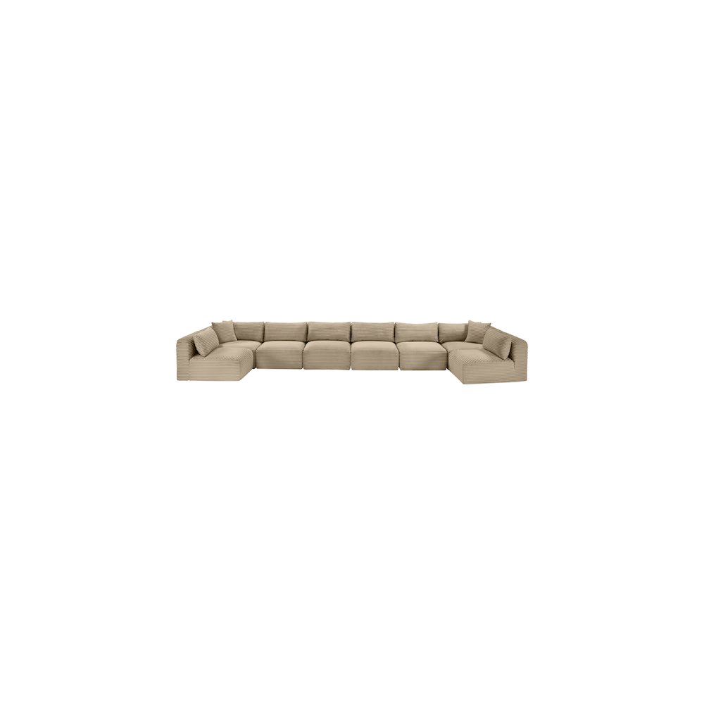 Shaggy Taupe Corduroy Performance Fabric Modular Sectional